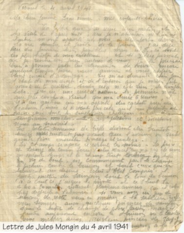 Lettre du 4 avril 1941