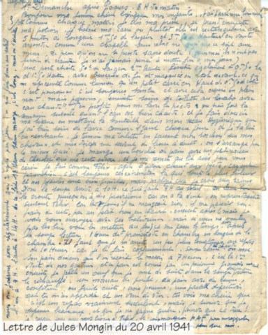 Lettre du 20 avril 1941