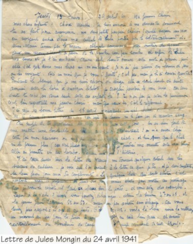 Lettre du 24 avril 1941